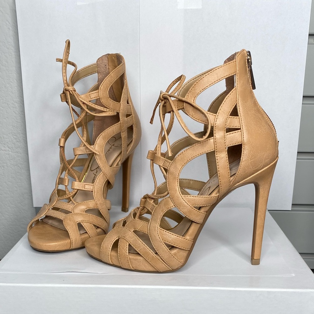 Sexy beige cutout heels size 5